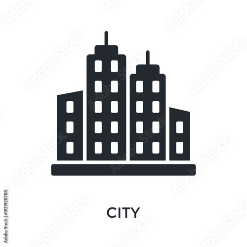 City Icon Glyph Style. Vector Illustration For Graphic Design
