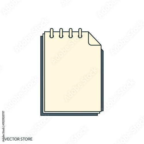 An outlined illustration of a stack of notepaper with a corner folded over