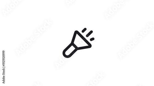 A simple, black-outlined icon of a handheld device emitting light beams against a white background
