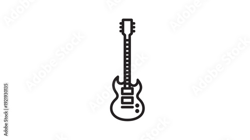 Black and white line drawing of a musical instrument with strings, a neck, and a body