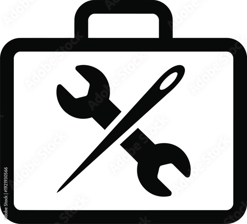 Repair Craft Toolkit Icon Vector Needle Wrench Pictogram Sewing Fixing Minimal