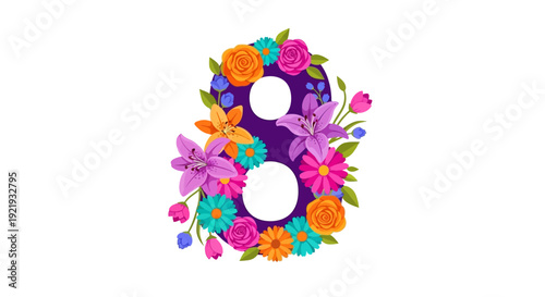 Number eight floral decorative design.