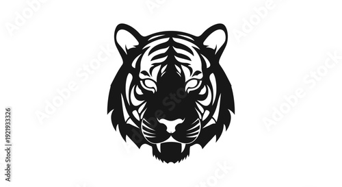 Black and white tiger head portrait.