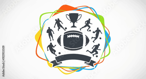 Sports Icons Football Trophy Silhouettes.