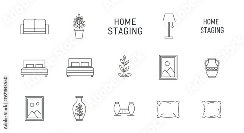 Home Staging Concept With Furniture And Decor Elements.