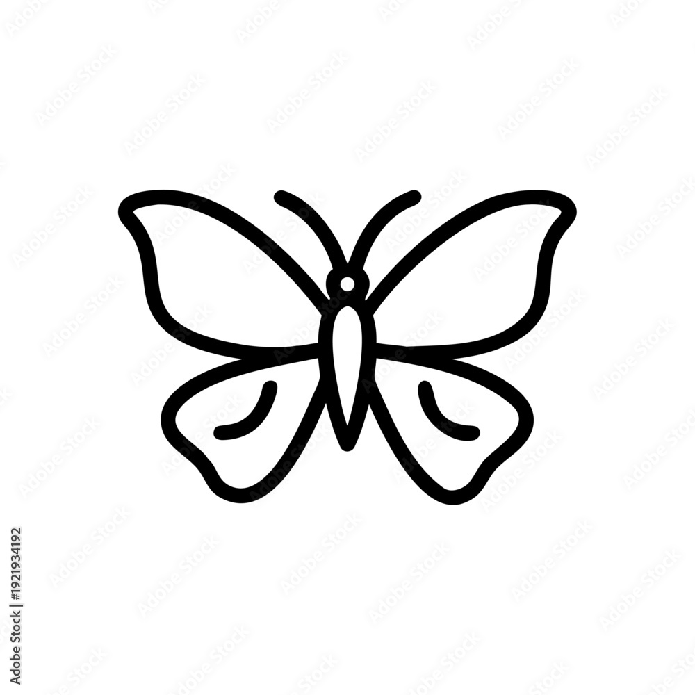 Fototapeta premium A colorful butterfly vector illustration featuring a decorative nature pattern on isolated wings, perfect for a summer insect design element or elegant spring silhouette tattoo art
