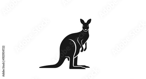 Black silhouette of a kangaroo standing.