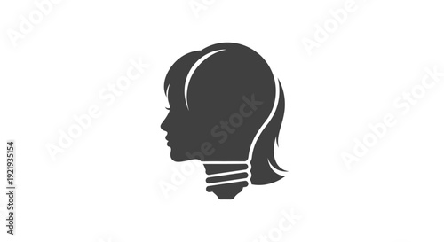 Woman Head Silhouette Side View.