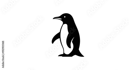 Black silhouette of a penguin standing.