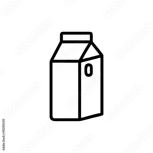 A blank  vector illustration of a milk carton and paper package container for liquid beverage product packaging on a cardboard box object