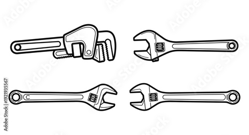 The adjustable wrench collection shows tools for plumbing.
