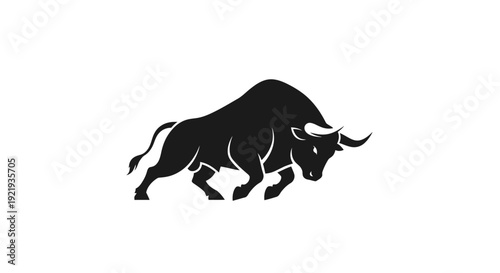 Black bull icon with horns running.