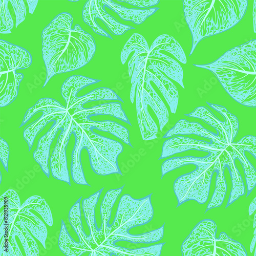 Tropical vector pattern with palm leaves. Hawaii summer background for cover, print, banner, wallpaper, interior, clothing. Summer illustration.