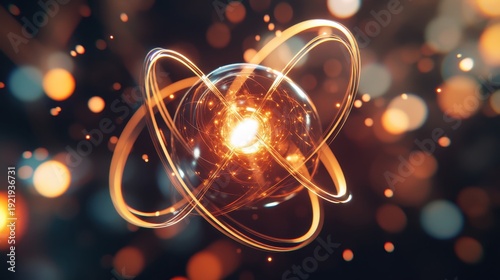 Futuristic glowing quantum encryption technology demonstration with energetic orbital elements