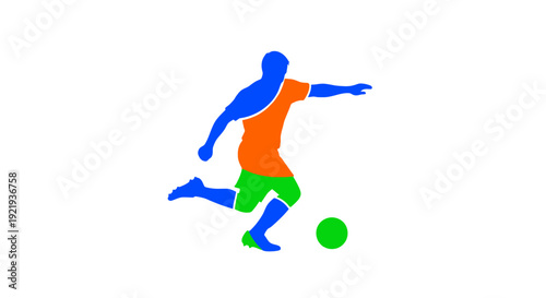 Man playing soccer with ball.