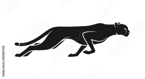 Black silhouette of a running cheetah.