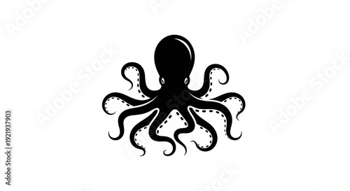 Black octopus with eight tentacles.