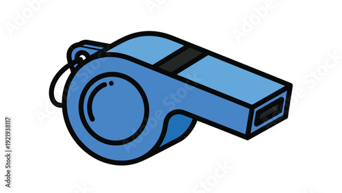 Bright blue plastic whistle often used by sports coaches or referees for signaling during games training or emergency situations.