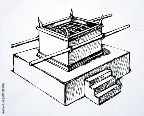 Vector drawing. Big golden altar