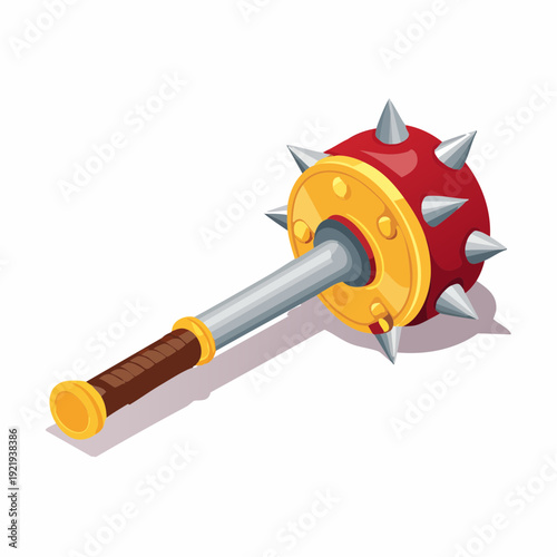 Mace weapon with spikes on white background