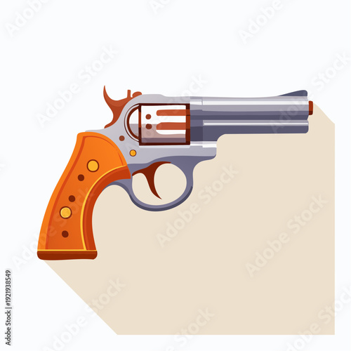 Old west revolver gun with wooden handle