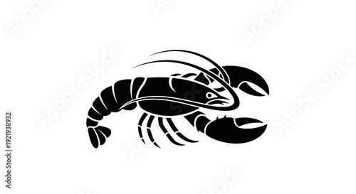 Black silhouette of a lobster crustacean.