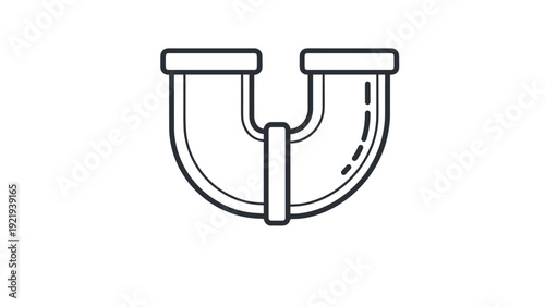 Plumbing P-trap pipe section used for drainage and waste management is shown as a technical line drawing for home repair concepts.