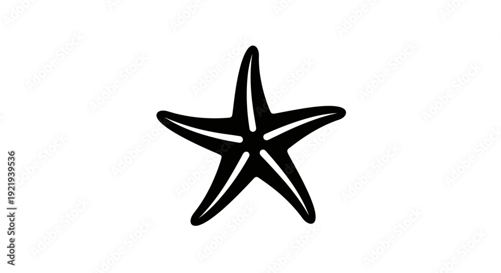 Obraz premium Black starfish on white background.