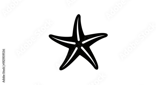 Black starfish on white background.