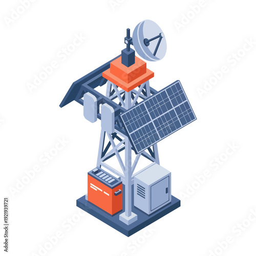 Solar Panel Weather Station with Satellite Dish.