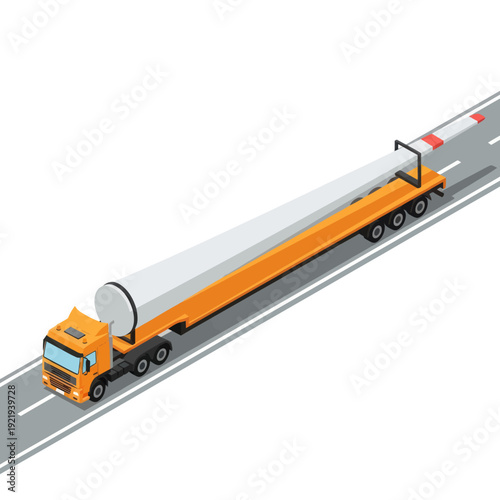 Orange Semi Truck Hauling Large Load.