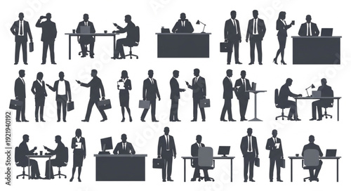 Business People Silhouettes Collection Office Professionals.