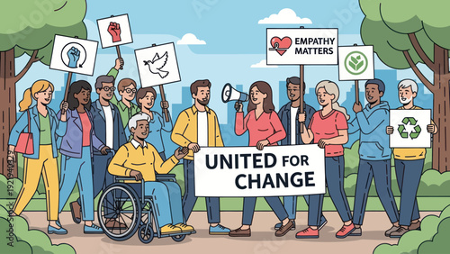 Diverse Group of Activists United for Change and Social Justice.