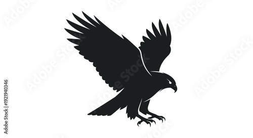 Black silhouette of an eagle flying.