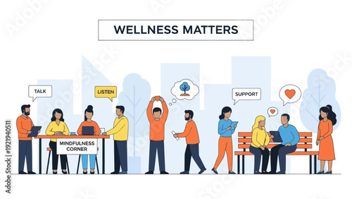 Diverse group of people engaging in wellness activities and support.