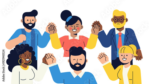 Diverse Group of People Holding Hands in Unity and Support.