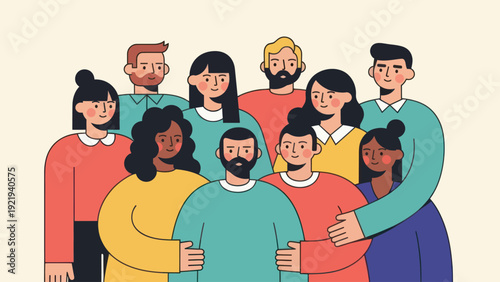 Diverse Group of People Standing Together in a Community Setting.