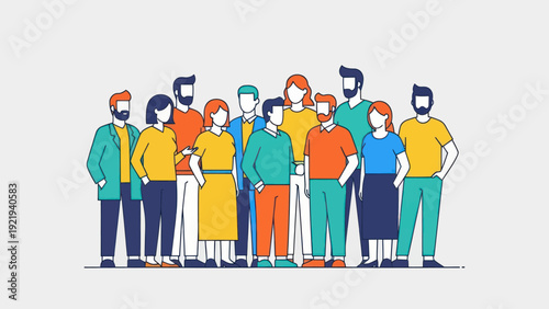 Diverse Group of People Standing Together in a Community.