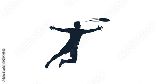 Man Playing Frisbee in Air Silhouette.
