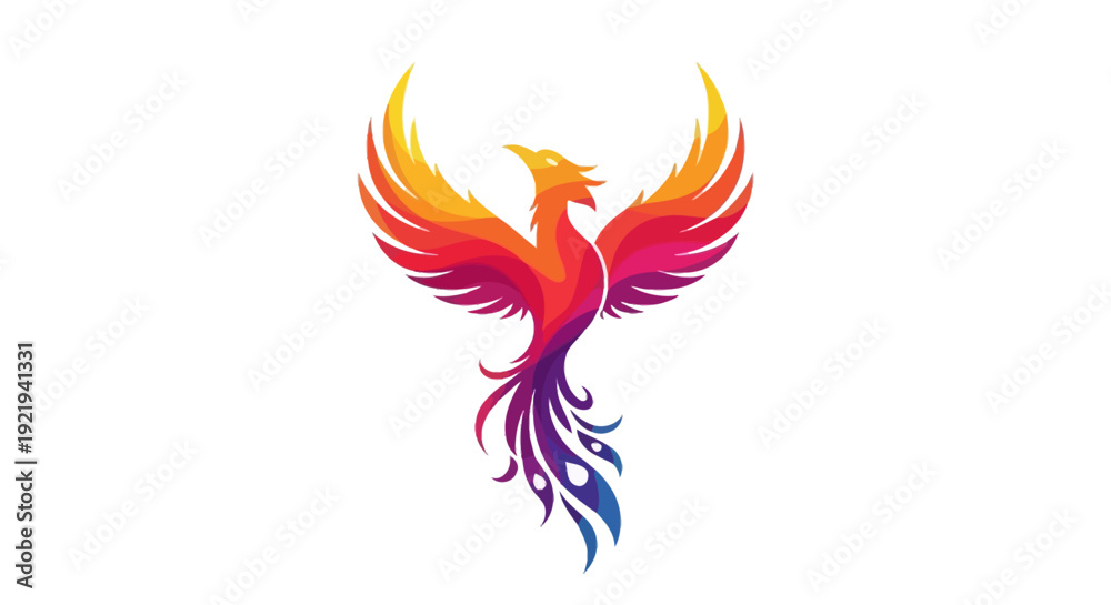 Naklejka premium Vibrant Phoenix Bird in Flight.