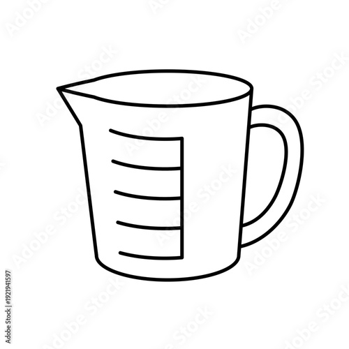 目盛り付き計量カップのシンプル線画アイコン素材
