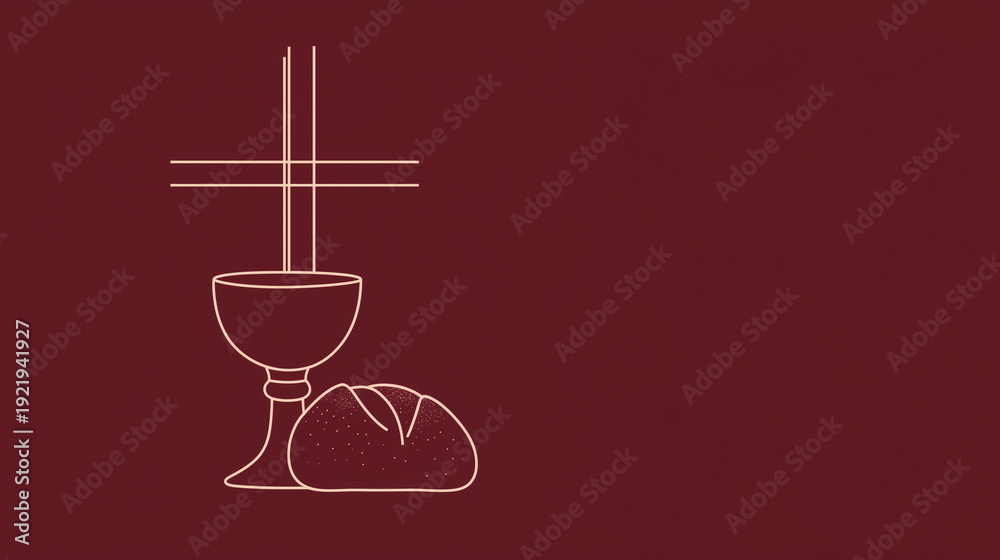 Fototapeta premium Chalice and bread symbolizing Whale Day concept 