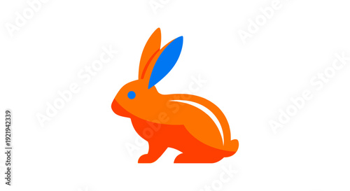 Orange Rabbit Cartoon Character Illustration.
