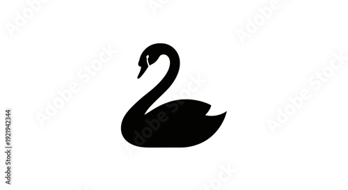 Black Swan Bird Silhouette Profile.