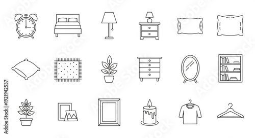 Collection of Hand Drawn Furniture and Home Decor Icons.