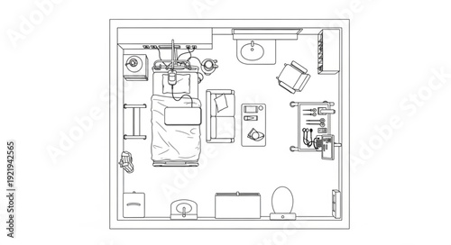 Detailed architectural floor plan showcasing room layout and furniture arrangement for design.