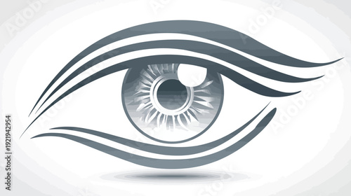 Artistic depiction of a human eye, featuring detailed iris and curved lines