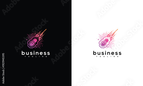 Modern Cosmic Meteor Logo Vector - Dynamic Speed Capsule for Tech  Pharma Business.
