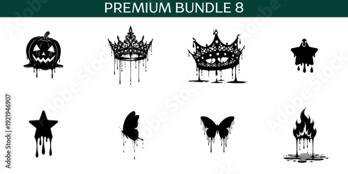 Dripping Black Oil Flame Silhouette with Puddle dripping black liquid puddle of oil