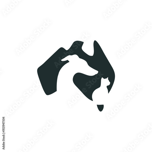 Black Silhouette of a Kangaroo Profile.